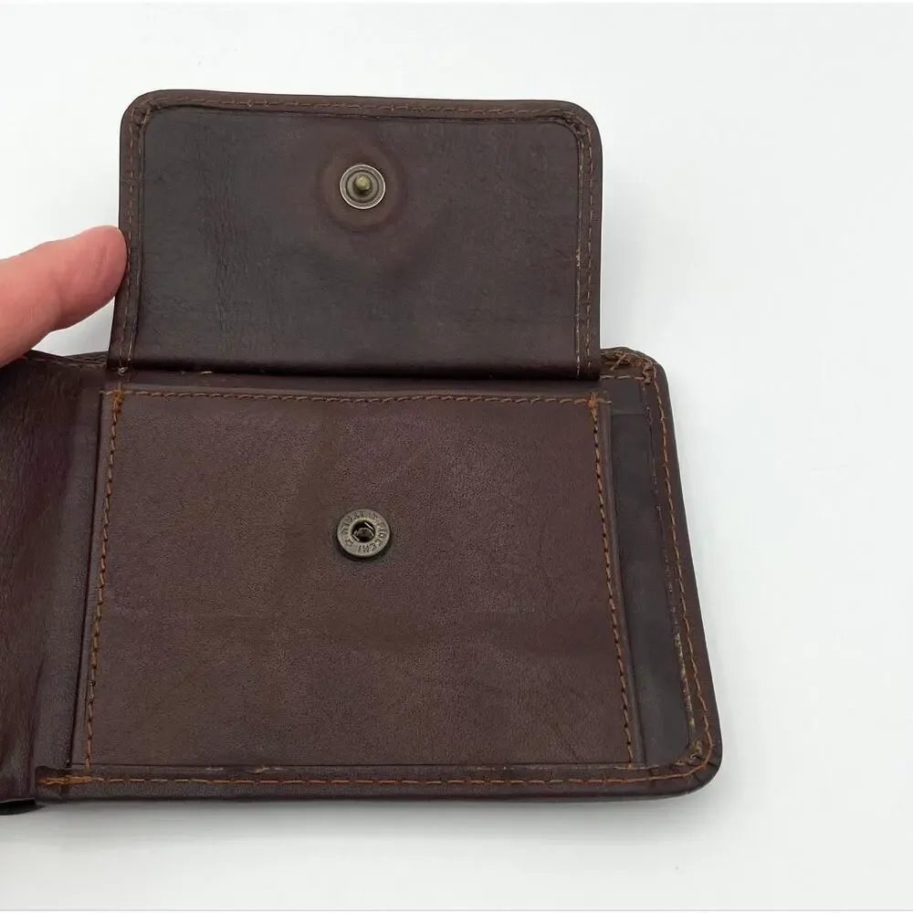 Vintage Liz Claiborne Mens Leather Wallet Dark Brown Bi Fold Like New